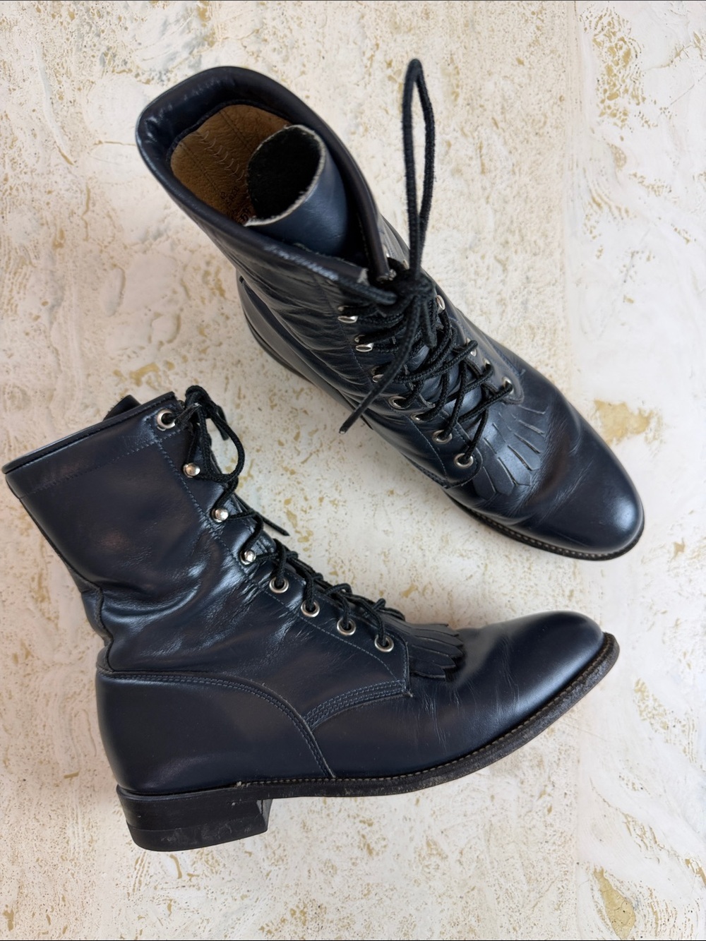 Justin Boots Women’s 8 L0504 Fringe Western – Made in USA – Vintage Y2K Midnight